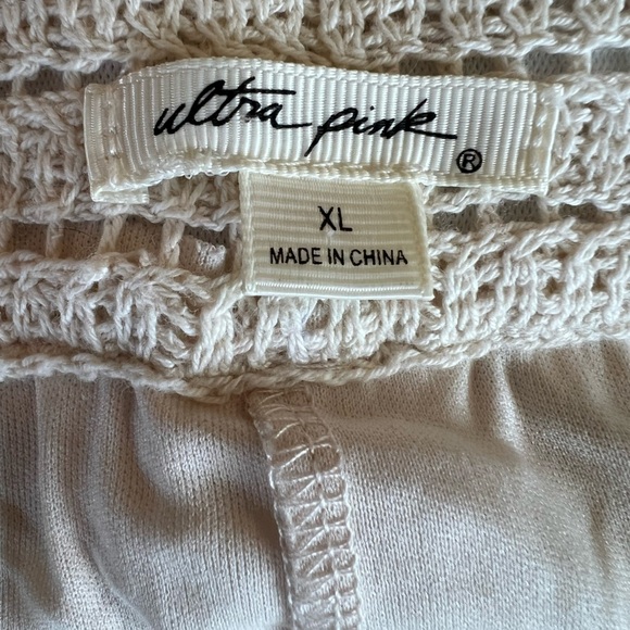 Ultra Pink Anthropologie crochet Cream and Brown Patterned Pants, size XL, EUC - Picture 5 of 9